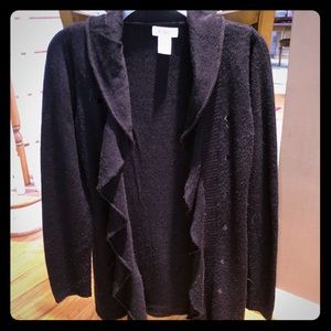 Candies black ruffle front black cardigan